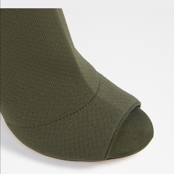 ALDO Umber Peep Toe Green Booties 6.5 - Picture 8 of 8